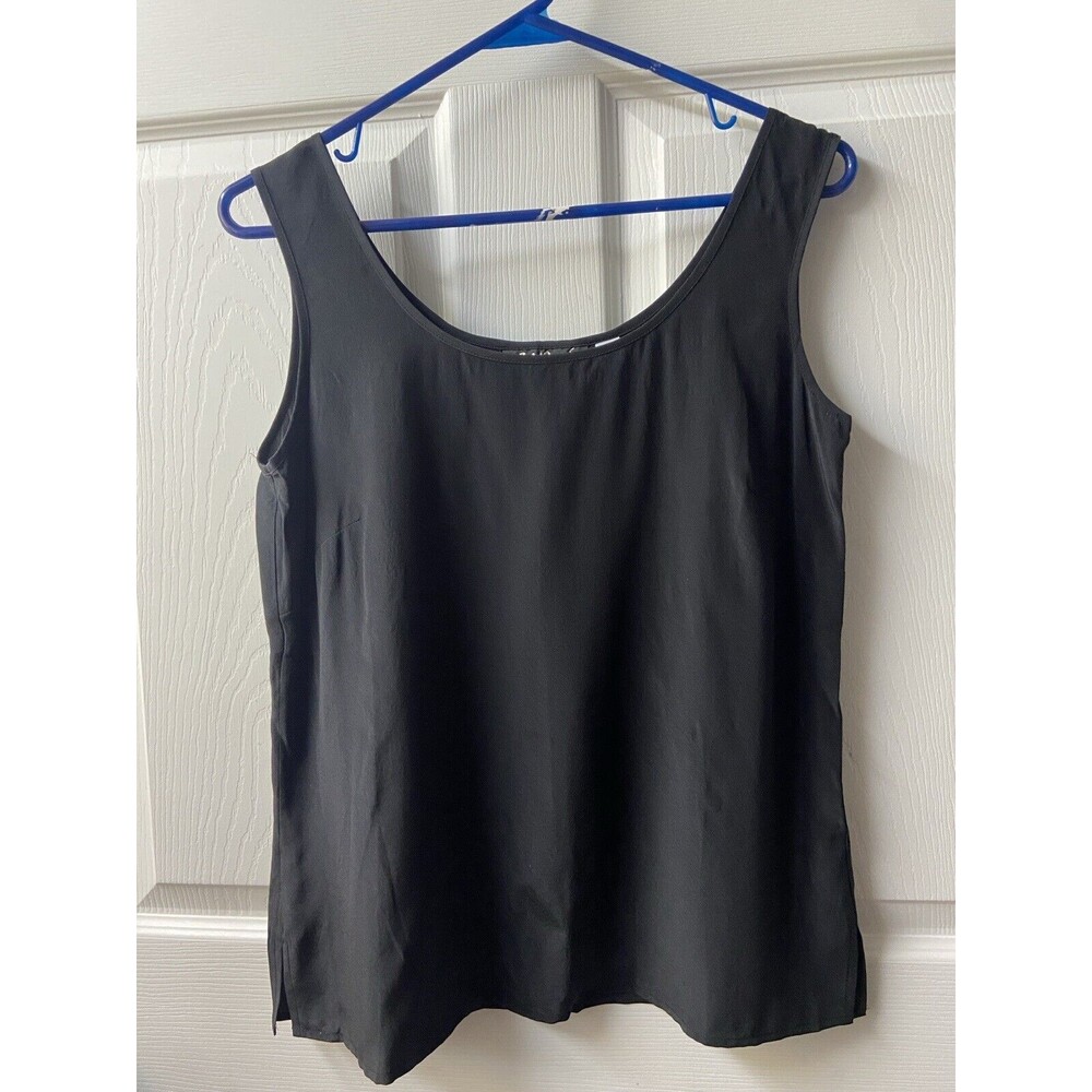 Bob Mackie Silk Shell Tank Top Womens Xtra Small Black Capsule Layering Basic
